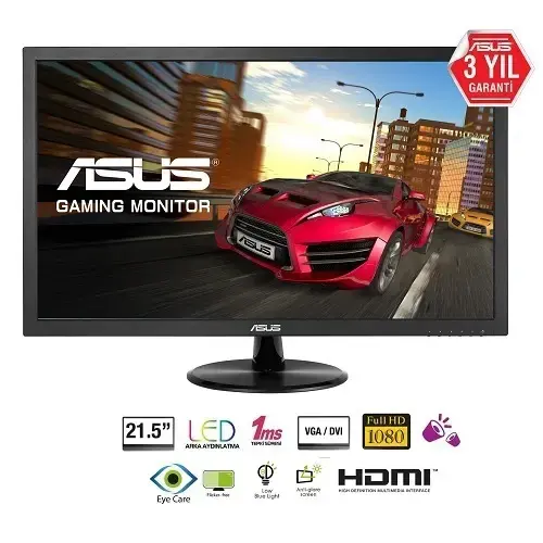 Asus VP228H 21.5″ 1ms (Analog+DVI-D+HDMI) Full HD Oyuncu Monitör
