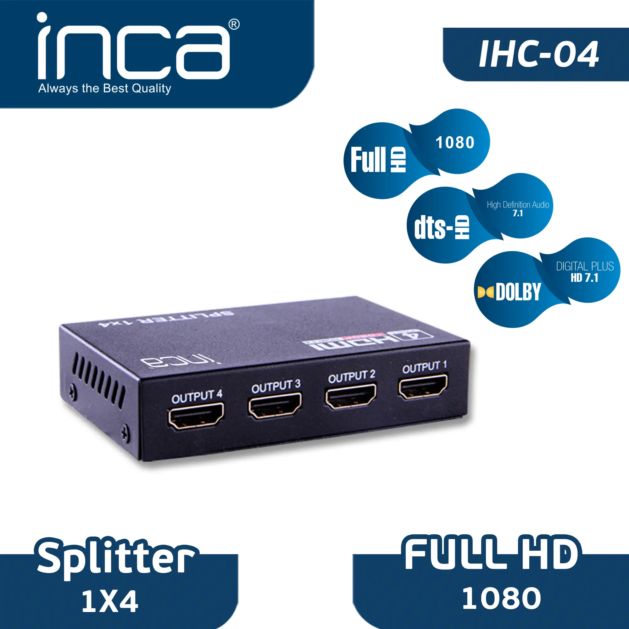 Inca IHC-04 Full HD 1 Giriş  4 Çıkış HDMI Splitter