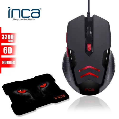 Inca IMG-359 3200 Dpi 6d Usb Gaming Mouse+ Mouse pad