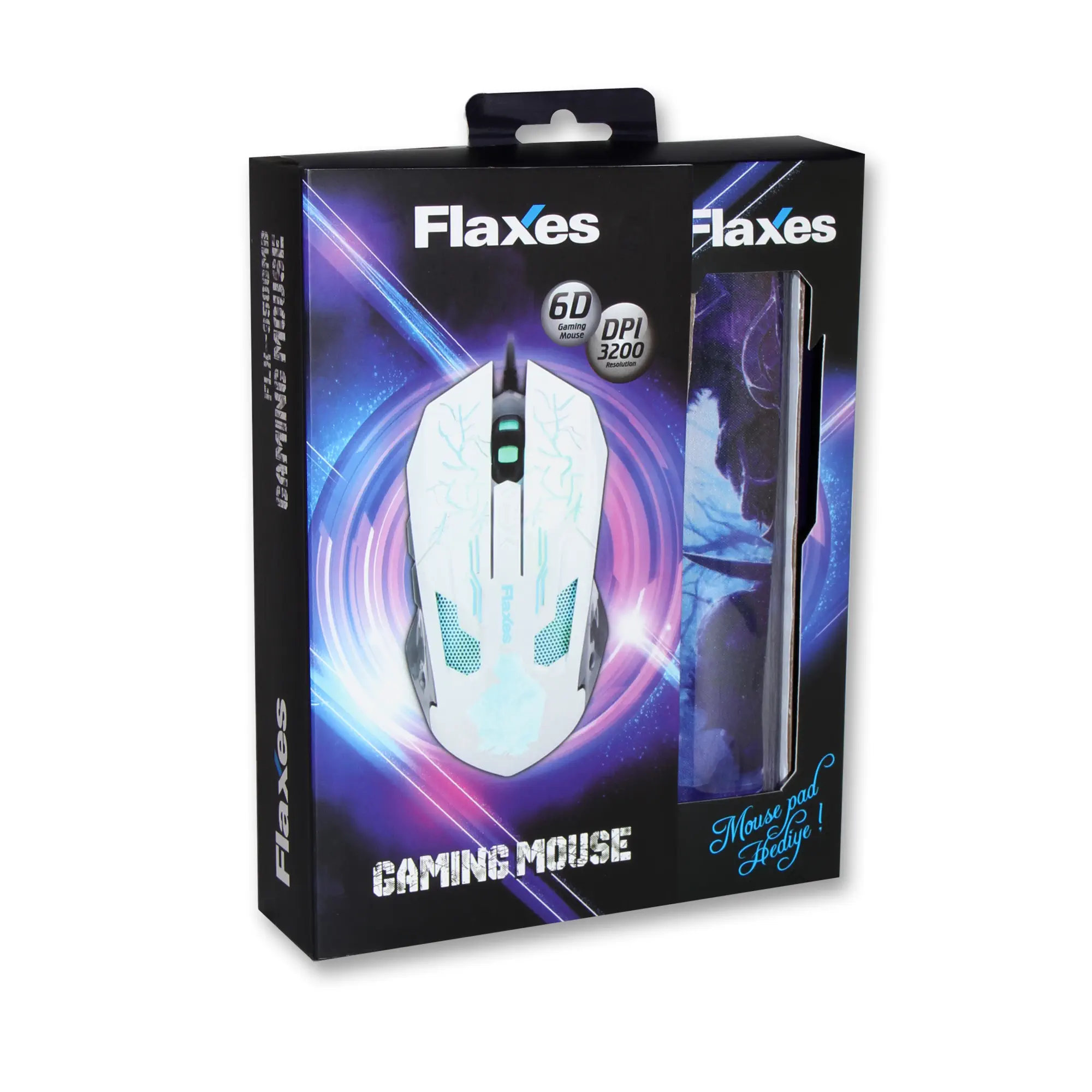 Flaxes FLX-950GMB 3200Dpi Gaming Mouse Beyaz Mouse pad Hediyeli