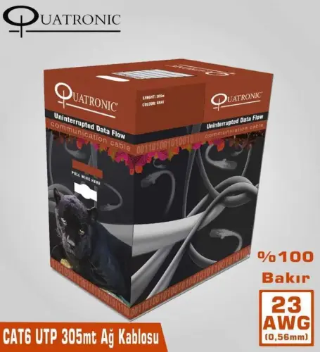 Quatronic Cat6 305M 23AWG (0,56mm) UTP %100 Bakır