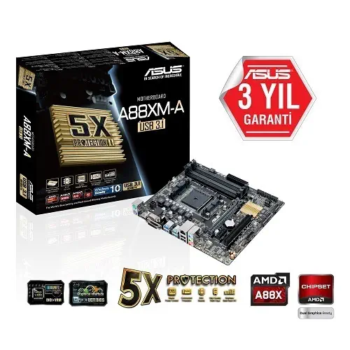 Asus A88XM-A AMD A88X Soket FM2+ DDR3 2400(O.C.)MHz mATX Anakart