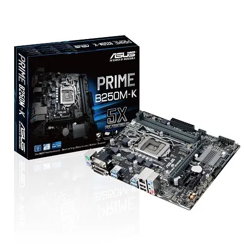 Asus Prime B250M-K Intel B250 Soket 1151 DDR4 2400MHz mATX Gaming(Oyuncu) Anakart