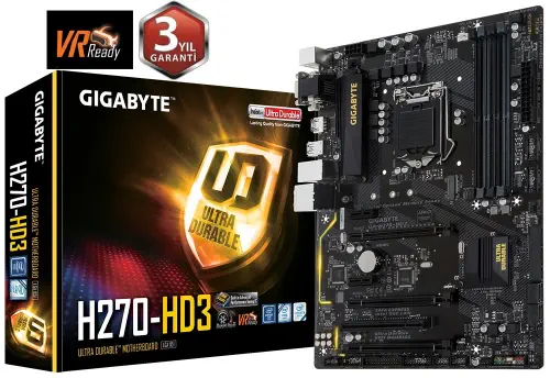 Gigabyte GA-H270-HD3 Intel H270 Soket 1151 DDR4 2400MHz ATX Anakart