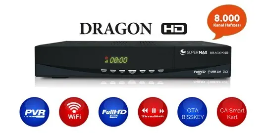 Supermax Dragon Kasalı Full HD Dijital Uydu Alıcısı