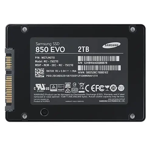 Samsung 850 Evo 2TB 2.5″ 540MB/520MB/s V-Nand Sata3 SSD Disk - MZ-75E2T0BW 