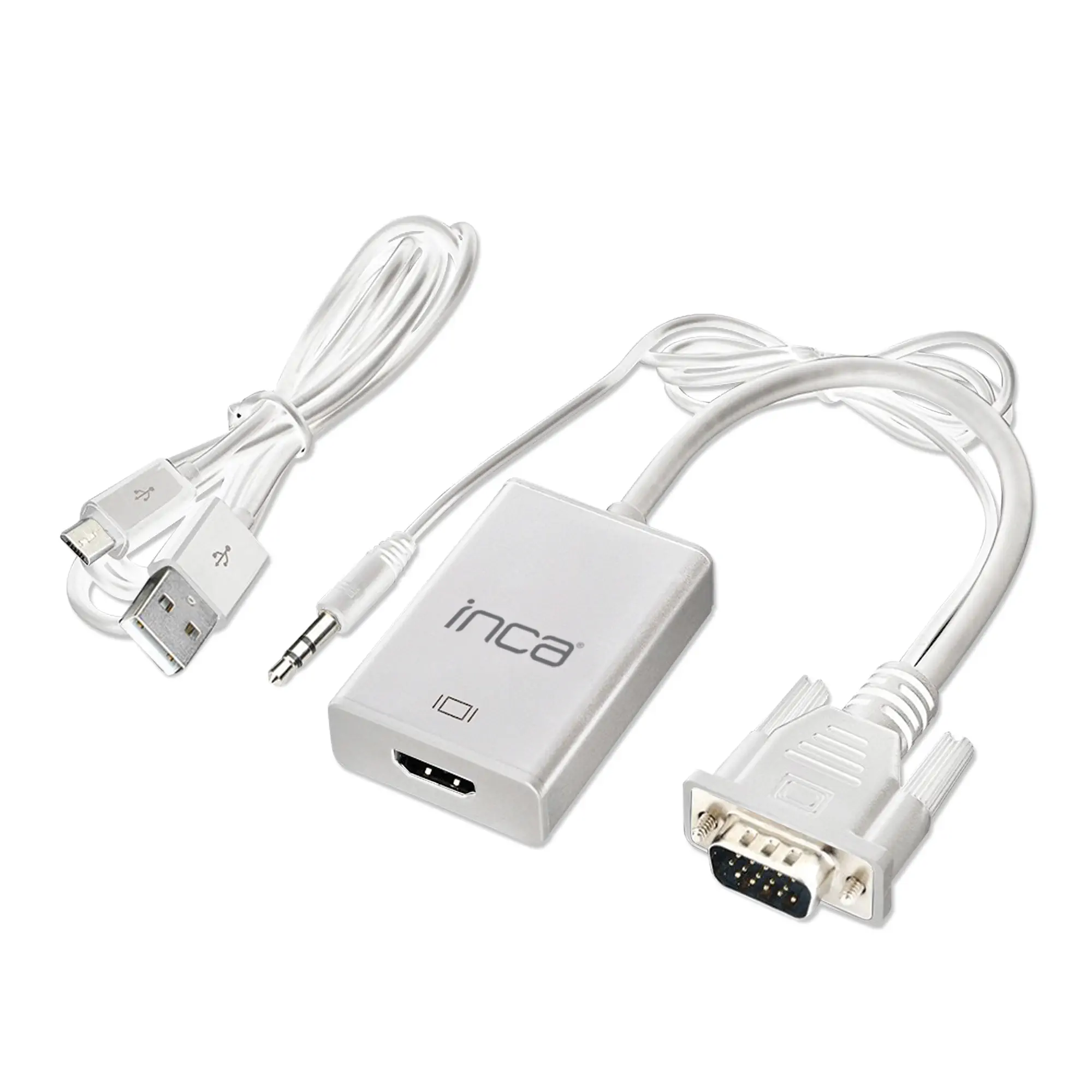 Inca IVTH-02 VGA to HDMI Çevirici +USB Adaptörü + Ses Kablosu (HDMI Dişi VGA Erkek)