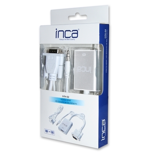Inca IVTH-02  VGA to HDMI Çevirici +USB Adaptörü + Ses Kablosu (HDMI Dişi VGA Erkek)