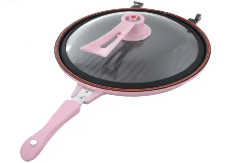 Premier PPP 3261 32CM Cam Kapaklı Çift Taraflı Tava Pembe
