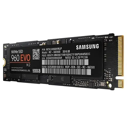 Samsung 960 EVO 500GB PCIe M.2 SSD (Okuma 3200MB / Yazma 1800MB)-MZ-V6E500BW