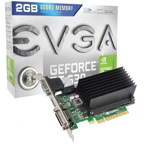 Evga Nvidia GeForce GT 630 2GB 64Bit DDR3 (DX10.1) PCI-E 2.0 Ekran Kartı (02G-P3-2633-KR)
