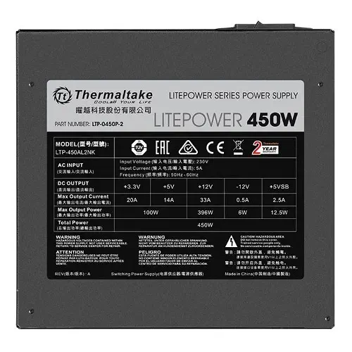 Thermaltake Litepower 450W APFC 120mm Fanlı PSU (PS-LTP-0450NPCNEU-2)