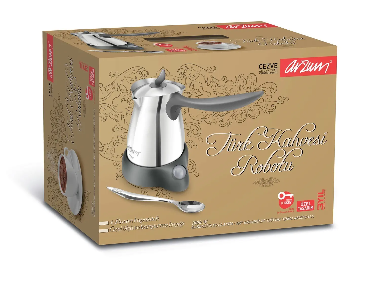 Arzum AR390 Cezve Türk Kahvesi Makinesi Bordo Mat
