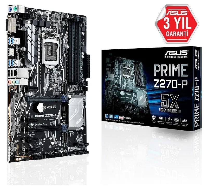 Asus Prime Z270-P Intel Z270 Soket 1151 DDR4 3866(O.C.) ATX Gaming Anakart