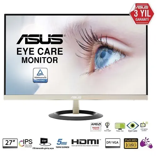 Asus VZ279Q 27″ Full HD 75Hz 5ms HDMI/Analog/Display UltraSlim Çerçevesiz IPS Gaming Monitör