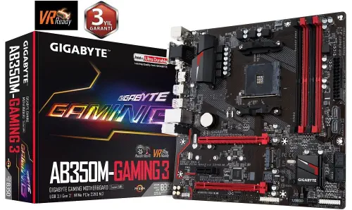 Gigabyte GA-AB350M-Gaming 3 AMD B350 Soket AM4 DDR4 3200(OC)MHz mATX Gaming Anakart