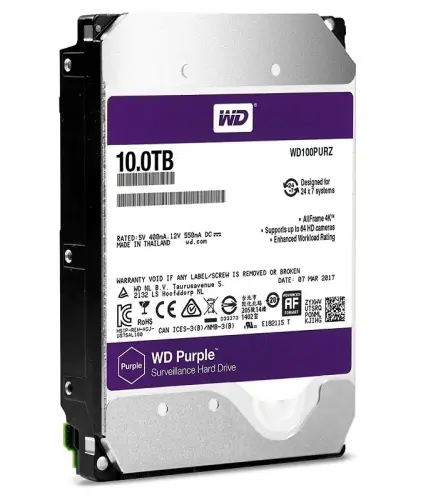 WD Purple Surveillance WD100PURZ 10TB 5400RPM Sata 3.0 256MB 3.5″ Sabit Disk