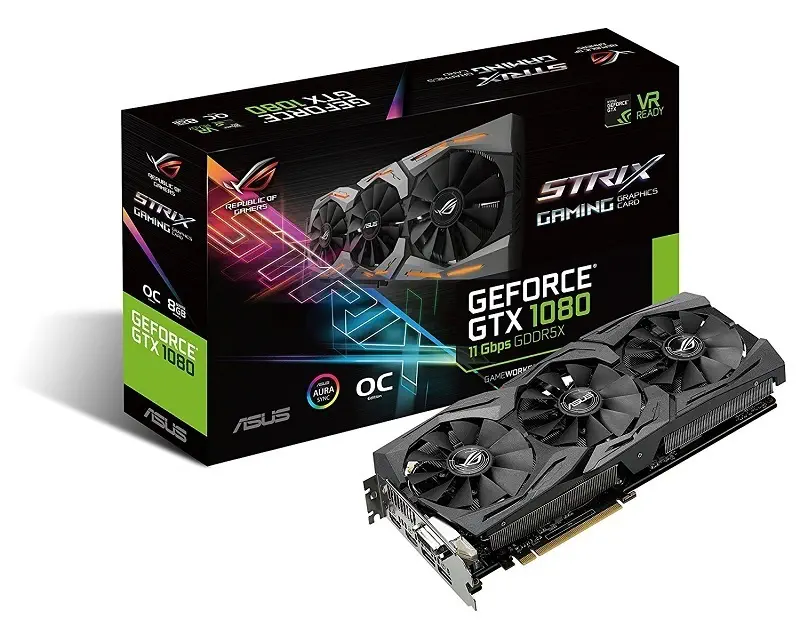 Asus Rog Strix GeForce GTX 1080 OC Edition 8GB 11Gbps GDDR5X 256 Bit 2xDP/2xHDMI/DVI Gaming Ekran Kartı - Strix - GTX1080-O8G-11GBPS