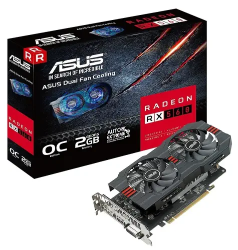 Asus RX 560-O2G AMD Radeon RX 560 2GB GDDR5 128Bit DX12 Gaming (Oyuncu) Ekran Kartı