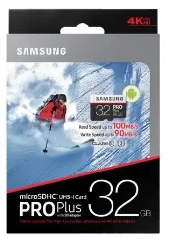 Samsung 32GB mSD PRO PlusU3 MB-MD32GA/EU 100 MB/s (SD Adaptor ile) MicroSD Kart