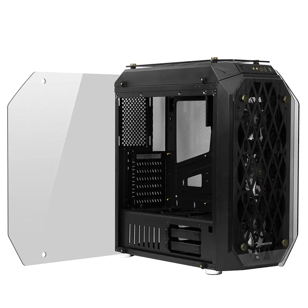 GamePower Eos Gaming 3*120mm Mavi LED Fanlı Quad Tempered Glass Mid ATX Kasa