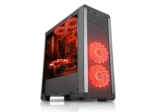 Everest Rampage Pulsar V1 2xUSB3.0+ 2xUSB 2,0 + 2x12cm Led +1x12cm RED Fan Pencereli Oyun Kasa