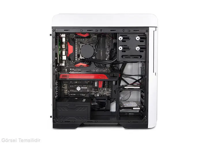 Everest Rampage TITAN PLUS Beyaz 2*12cm Yeşil Led Fan USB 3.0 Kasa