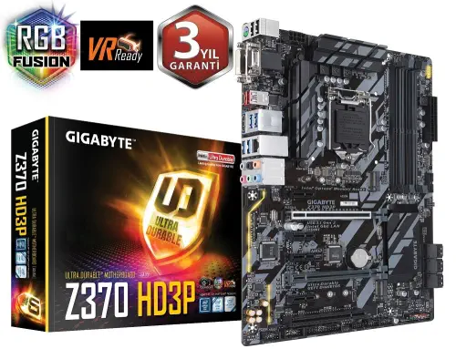 Gigabyte Z370 HD3P Intel Z370 Intel Soket 1151 DDR4 4000(O.C.)MHz ATX Gaming (Oyuncu) Anakart