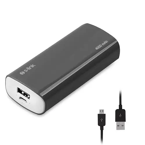 S-link IP-G40 4000mAh 1x1A USB Girişli Siyah Powerbank