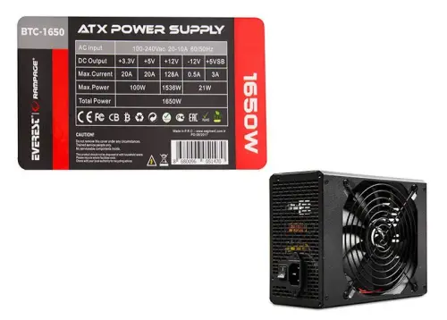 Everest Rampage BTC-1650 1650W Bitcoin Power Supply