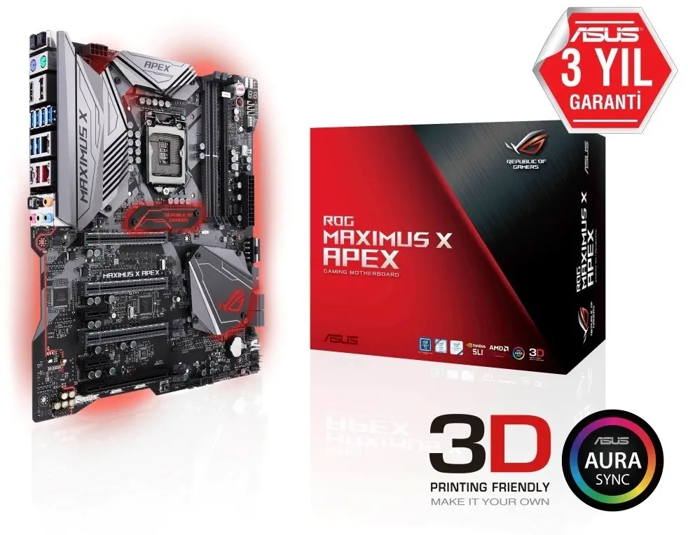 Asus ROG MAXIMUS X APEX Intel Z370 Soket 1151 DDR4 4500(O.C)MHz E-ATX Gaming Anakart