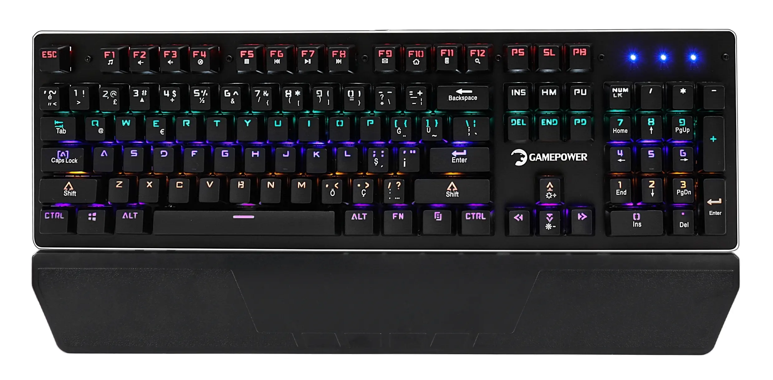 GamePower Warlock Mekanik Blue Switch Rainbow USB Gaming Klavye