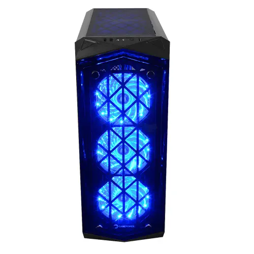 GamePower Uranos 3*120mm Mavi Fanlı Ön Tarafı Tempered Glass Gaming Mid ATX Kasa