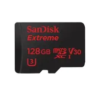 Sandisk Extreme 128GB microSDXC + SD Adapter for 90MB/s Class 10 V30 UHS-I Hafıza Kartı (SDSQXVF-128G-GN6AA)