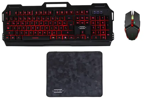 Hiper Kratos V20 Gaming Klavye/Mouse/Mouse Pad SET Mekanik Hisli Metal Kasa 3 Farklı Renk Seçeneği Sunan LED Aydınlatma 5 Milyon Tuş Basış Ömrü 19 Anti-Ghosting Keys Double Injection Keycaps / 3200DPI 5 Farklı DPI Ayarı 7 Farklı LED Rengi