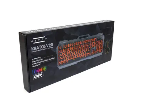 Hiper Kratos V20 Gaming Klavye/Mouse/Mouse Pad SET Mekanik Hisli Metal Kasa 3 Farklı Renk Seçeneği Sunan LED Aydınlatma 5 Milyon Tuş Basış Ömrü 19 Anti-Ghosting Keys Double Injection Keycaps / 3200DPI 5 Farklı DPI Ayarı 7 Farklı LED Rengi