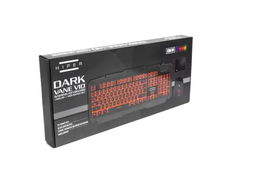 Hiper Dark Vane V10 Gaming Klavye/Mouse/Mouse Pad SET Mekanik Hisli Metal Kasa 3 Farklı Renk Seçeneği Sunan LED Aydınlatma 5 Milyon Tuş Basış Ömrü Double Injection Keycaps / 3200DPI 5 Farklı DPI Ayarı 7 Farklı LED Rengi