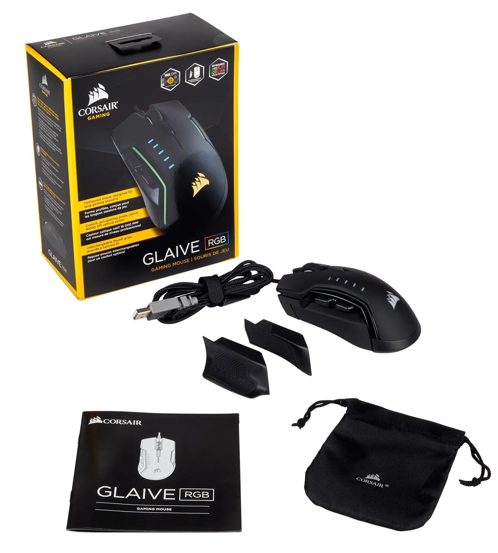 Corsair Glaive CH-9302111-EU RGB Backlit Rgb LED 16000 DPI Optical Aluminum Gaming Mouse