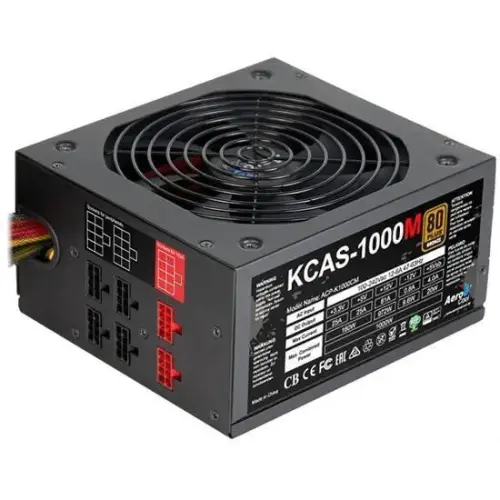 Aerocool KCAS 1000W 80+Bronze 14cm Yarı Modüler Power Supply - AE-KCAS1000M