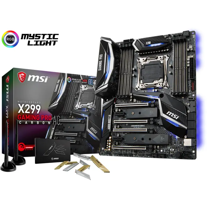 Msi X299 GAMING PRO CARBON AC Intel X299 Soket 2066 DDR4 4500(O.C)MHz ATX Gaming(Oyuncu) Anakart
