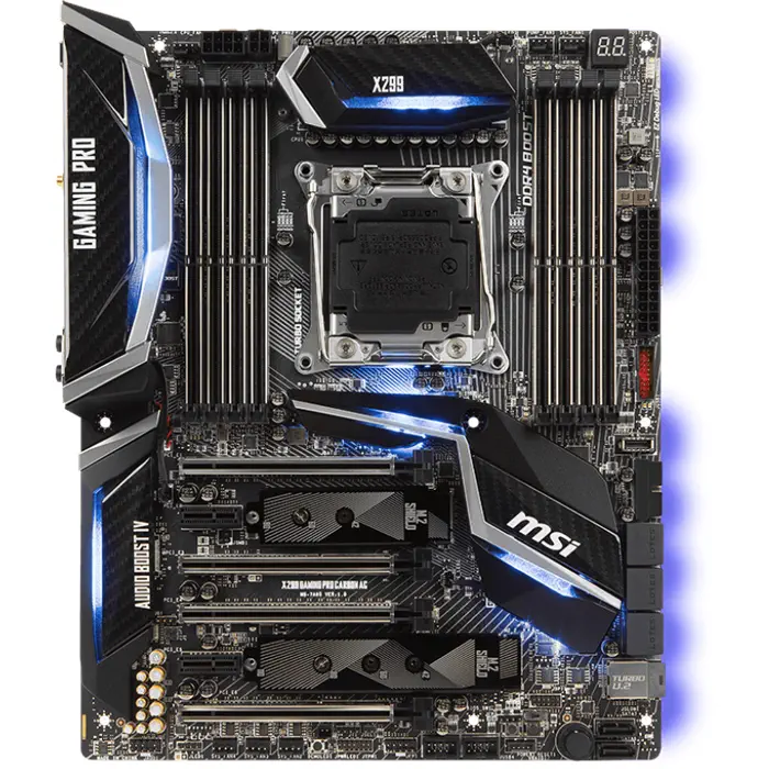Msi X299 GAMING PRO CARBON AC Intel X299 Soket 2066 DDR4 4500(O.C)MHz ATX Gaming(Oyuncu) Anakart