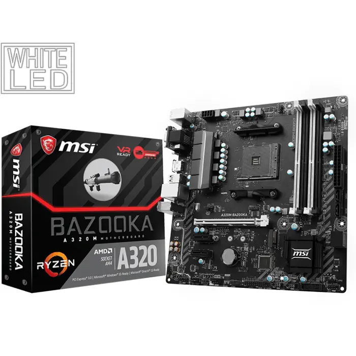MSI A320M Bazooka AMD A320 Soket AM4 DDR4 3200(OC)MHz mATX Gaming Anakart