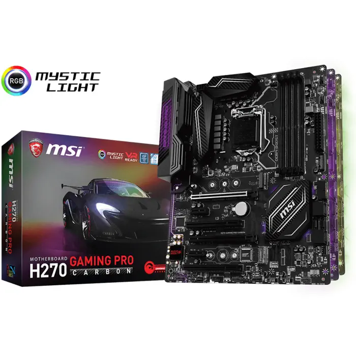 Msi H270 GAMING PRO CARBON Intel H270 Soket 1151 DDR4 2400MHz ATX Gaming(Oyuncu) Anakart