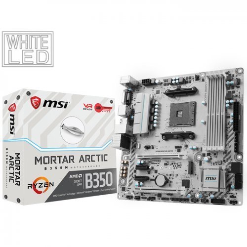Msi B350M Mortar Arctic AMD B350 Soket AM4 DDR4 3200(O.C.)MHz nmATX Gaming(Oyuncu) Anakart