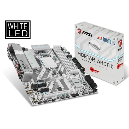 MSI H270M Mortar Arctic Intel H270 Soket 1151 DDR4 2400MHz mATX Gaming(Oyuncu) Anakart
