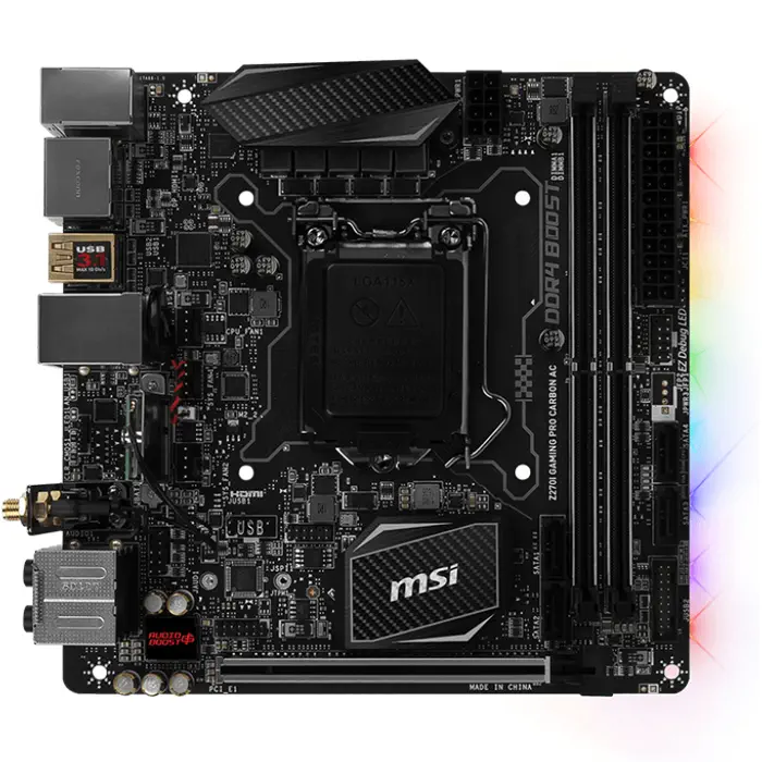 Msi Z270I Gaming Pro Carbon Ac Intel Z270 Soket 1151 DDR4 3800(OC)MHz Mini-ITX Gaming Anakart
