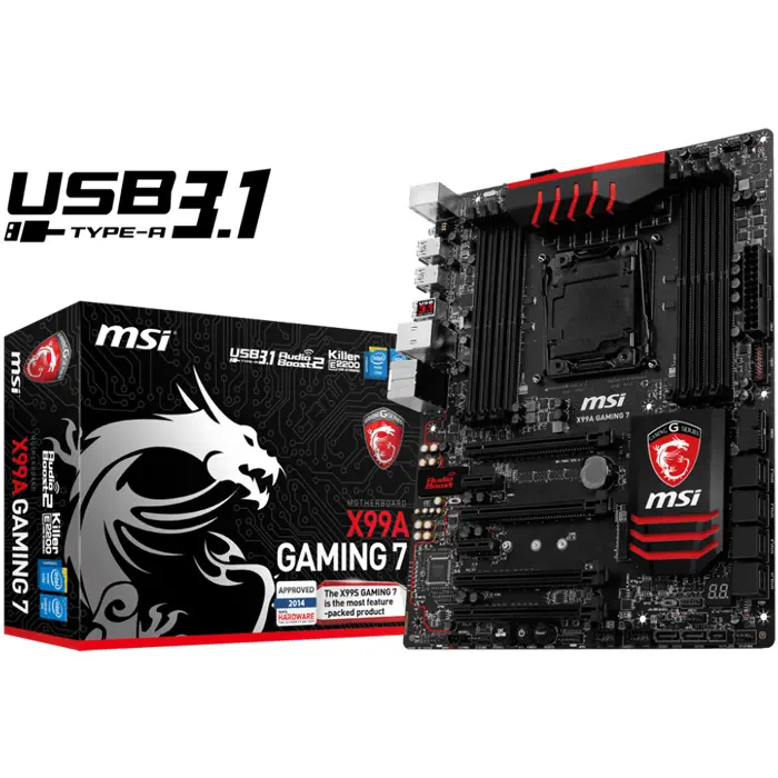 Msi X99A Gaming 7 Intel X99 Express Soket 2011-3 DDR4 3333(OC)MHz ATX Gaming Anakart