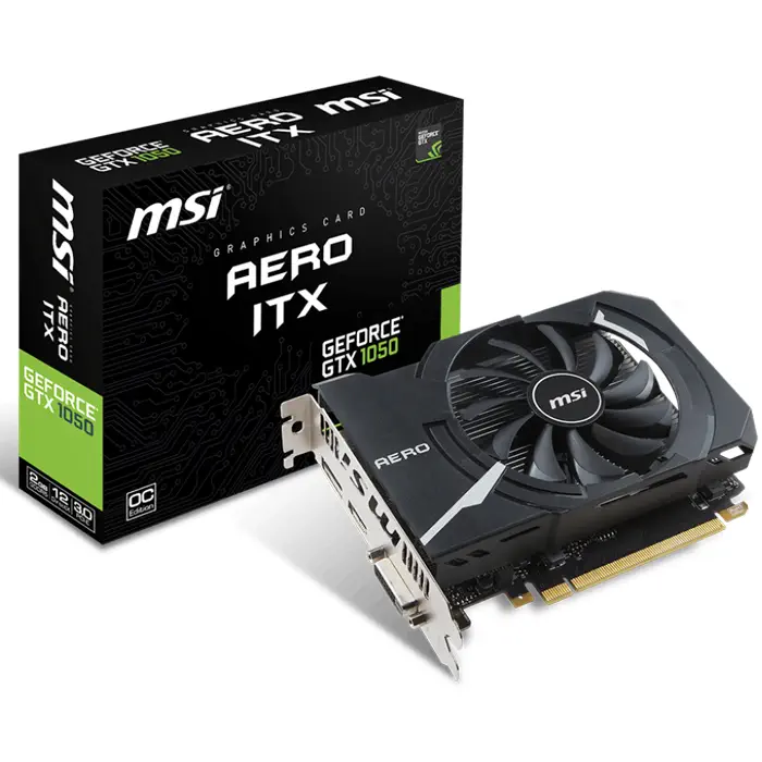 MSI GeForce GTX 1050 Aero ITX 2G OC 2GB GDDR5 128Bit DX12 Ekran Kartı