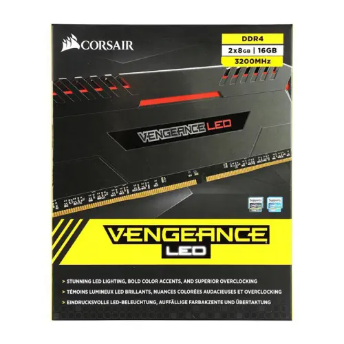 CORSAIR Vengeance LED 16GB (2x8GB) DDR4 3200MHz CL16 Dual Kit Ram Kırmızı - CMU16GX4M2C3200C16R