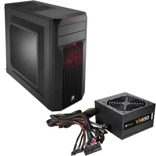 Corsair Carbide Serisi SPEC-02 Red LED Mid-Tower Gaming Kasa + VS Serisi VS650 650W 80Plus Güç Kaynağı